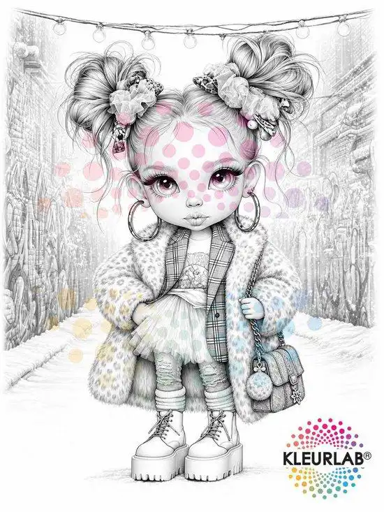Kleurlab Chibi Girls Winter Fashoin Vibes Kleurboek voor Volwassenen