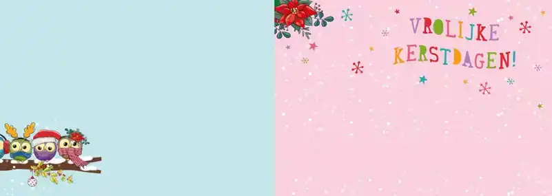 Kerstkaart 2025 uiltjes op een tak